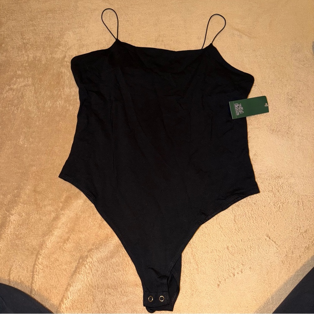 Black One-Piece Bodysuit with Spaghetti Straps